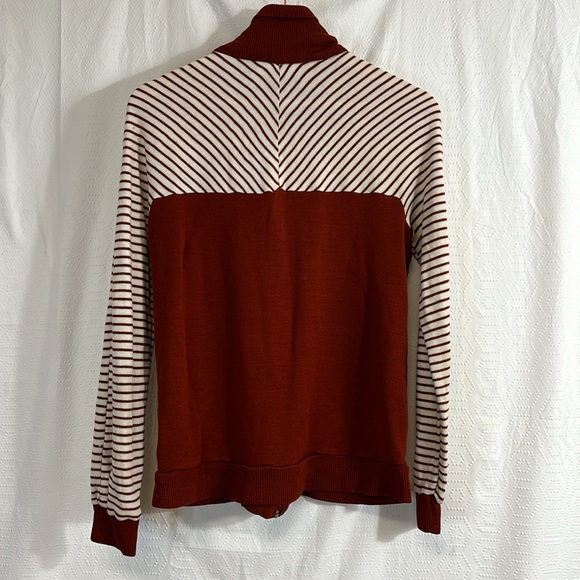 Vintage 70s zip Up Striped Women's large Retro Casual Rust - Picture 7 of 8